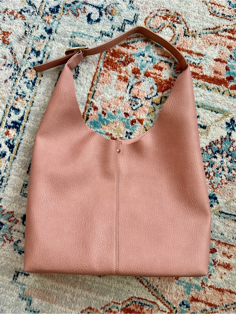 Anthropologie Classic Pebbled Hobo Bag in Dusty Rose